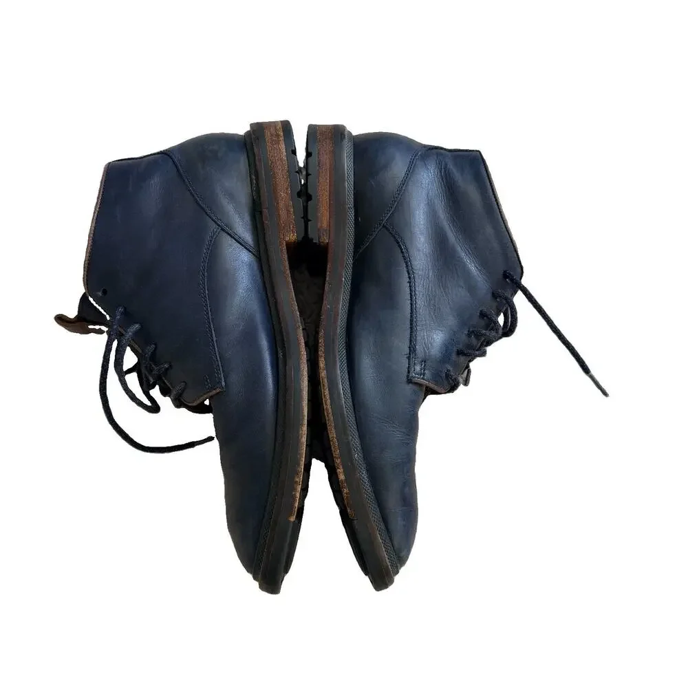 Cole Haan Leather Chukka Lace Up Boots Mens 9.5 Navy Blue Preppy Old Money